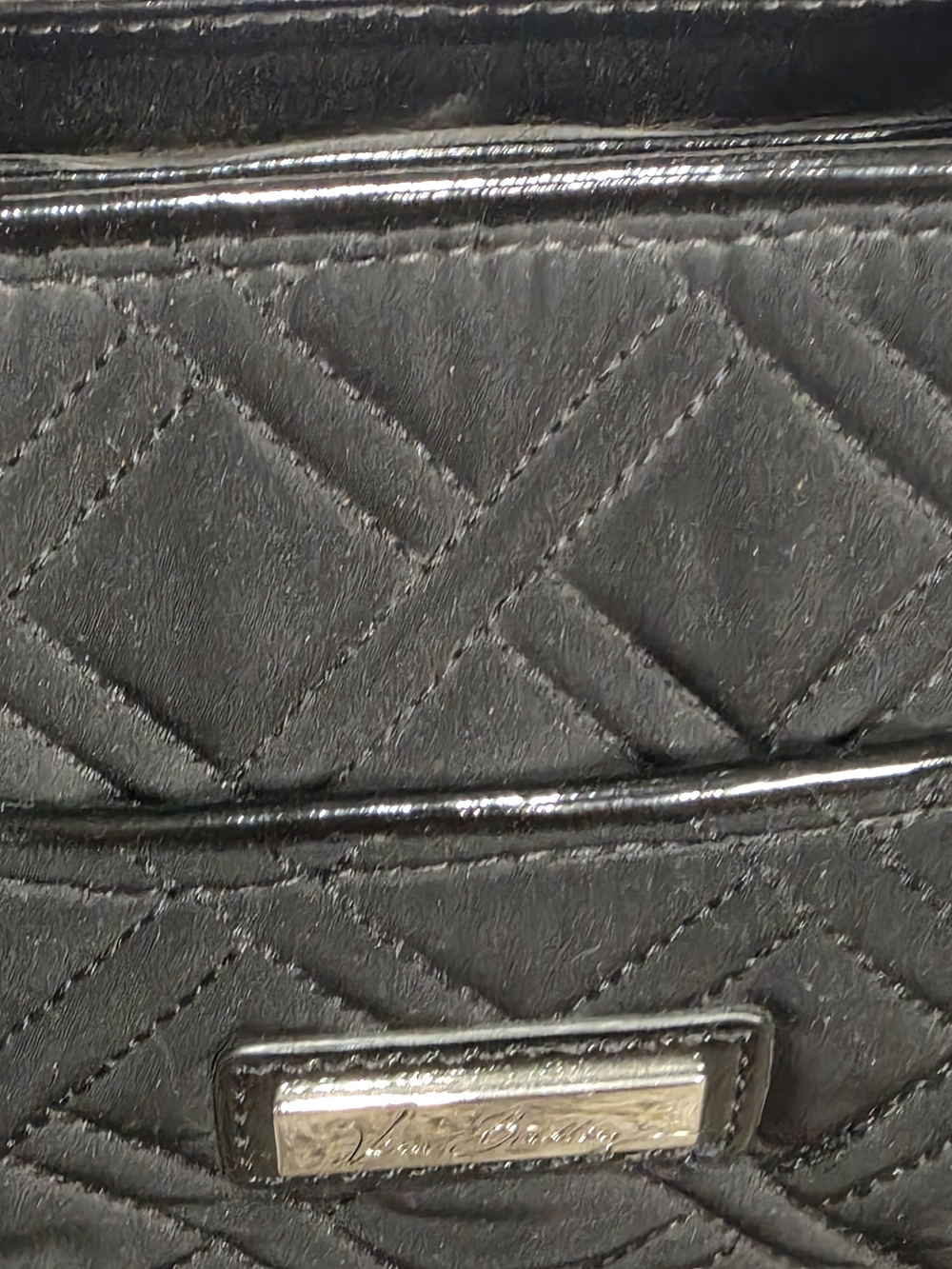 Vera Bradley Black Quilted Satchel with Patent Trim - Picture 3 of 11